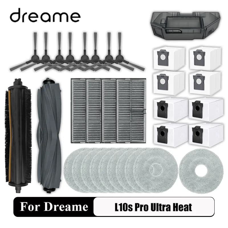 Dreame L10s Pro Ultra Heat / X30 Ultra Robot Vacuum Cleaner Parts Main Side Brush Mop Cloth Hepa Filter Dust Bag Accessories