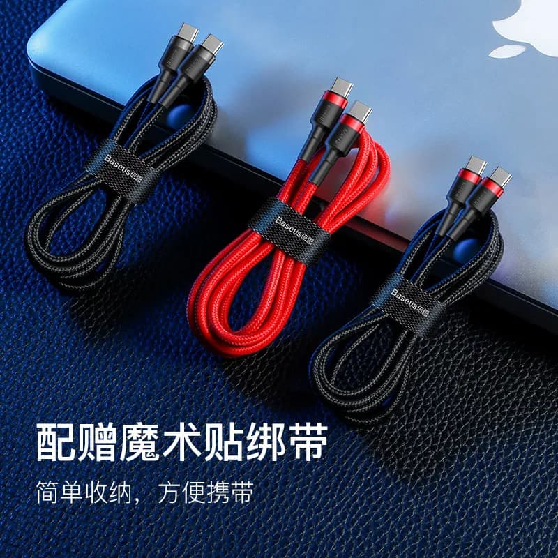 كابل Baseus USB Type C إلى USB C لهاتف iPhone 17 و16 بشحن سريع 100 واط/5 أمبير PD، كابل شاحن لماك بوك وشاومي وسامسونج Type-C - 3