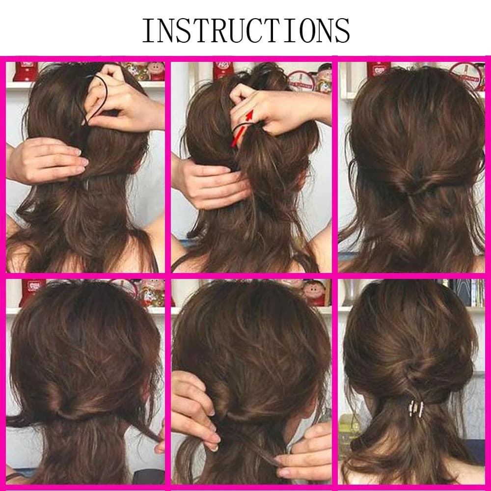 1set(2pcs) Ponytail Plastic Loop Styling Tools Simple Magic Hair Twist Styling Clip Braider Tools Black Bun Hairstyle Maker - 6