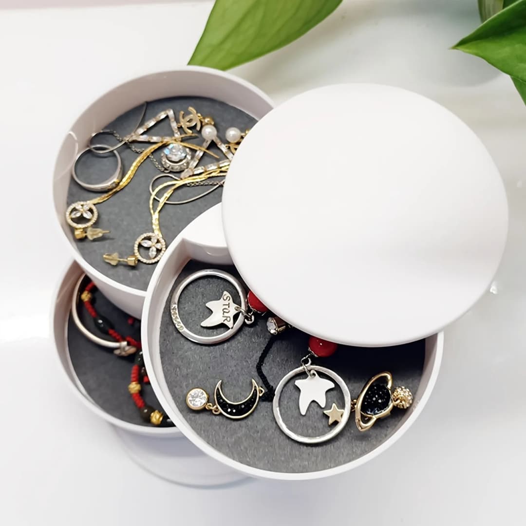 Rotating Multi-layer Desktop Storage Box Hair Accessories Jewelry Makeup BoxNWith Lid Dustproof Jewelry Box Jewelry Storage Box - 5
