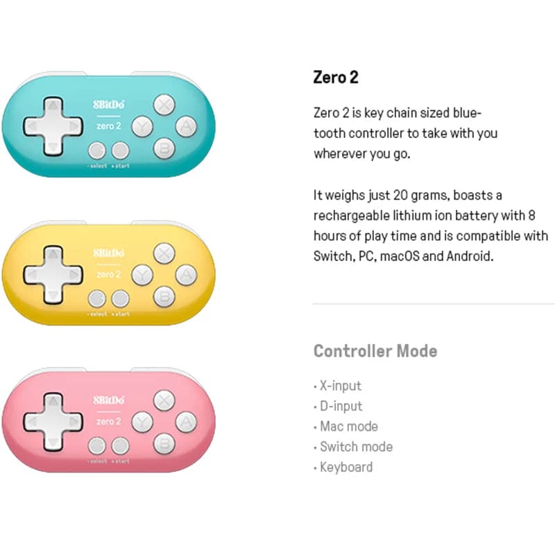 8BitDo Zero 2 Bluetooth Gamepad Mini Controller Compatible for Nintendo Switch Windows Android macOS - 5