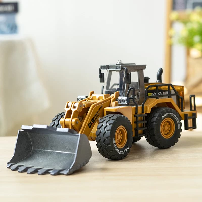 Bulldozer Alloy+Plastic Diecast Model Engineering Play Vehicles Pull Back Driving Loader Car Toys Collection Gifts For Children