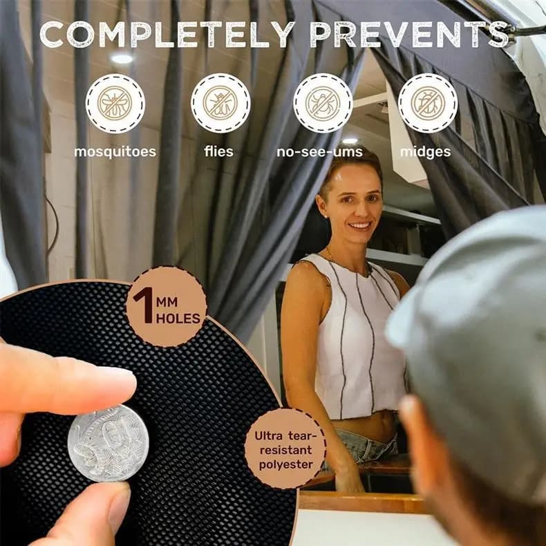 شبكة صندوق السيارة المغناطيسية قابلة للتنفس، مقاومة للبعوض، ستائر شبكية صديقة للبيئة شبكة بعوض لبوابة SUV الخلفية RV صيف - 5