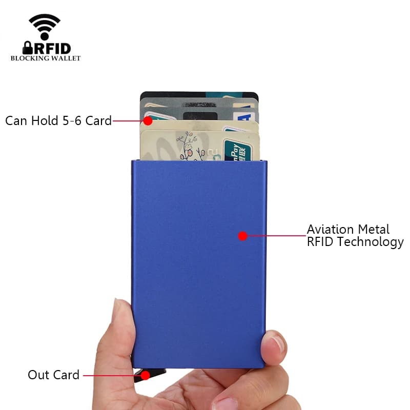 حامل بطاقات ائتمان ألومنيوم مع حماية RFID، تصميم رفيع، للنساء والرجال - 4