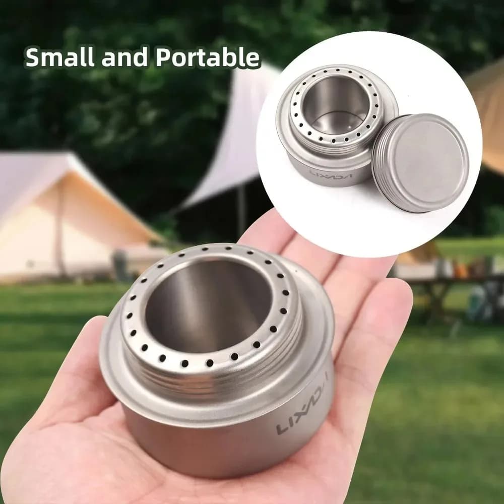 Camping Stove Portable Mini Aluminum Alloy Alcohol Stove with Lid Outdoor Camping Hiking Backpacking Cooking Stove - 5