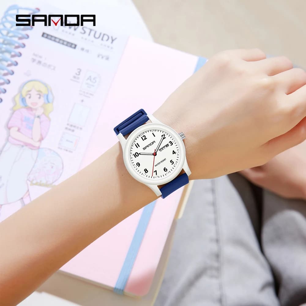 SANDA 3263 Fashion Casual Men Watch Silicone Strap Waterproof Luminous Clock Unisex Wristwatch Date Week Sport Man Watches - 3