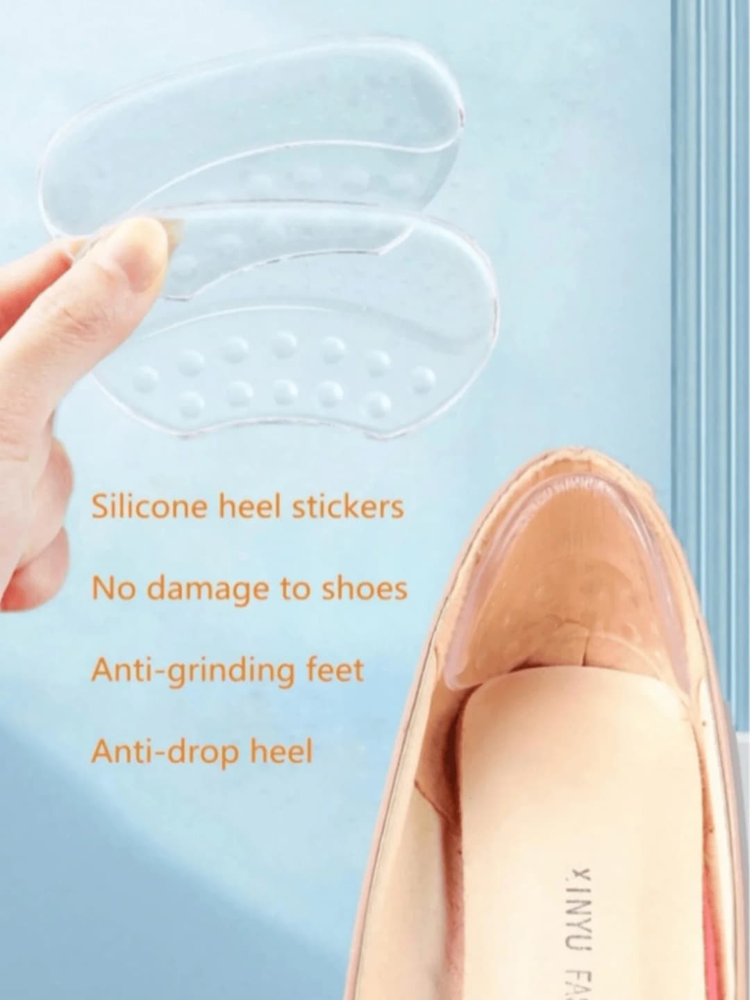 1Pair Heels Grips Silicone Heel Stickers for Women Men Anti Slip Heel Cushions Non-Slip Inserts Pads Foot Heel Care Protector - 2