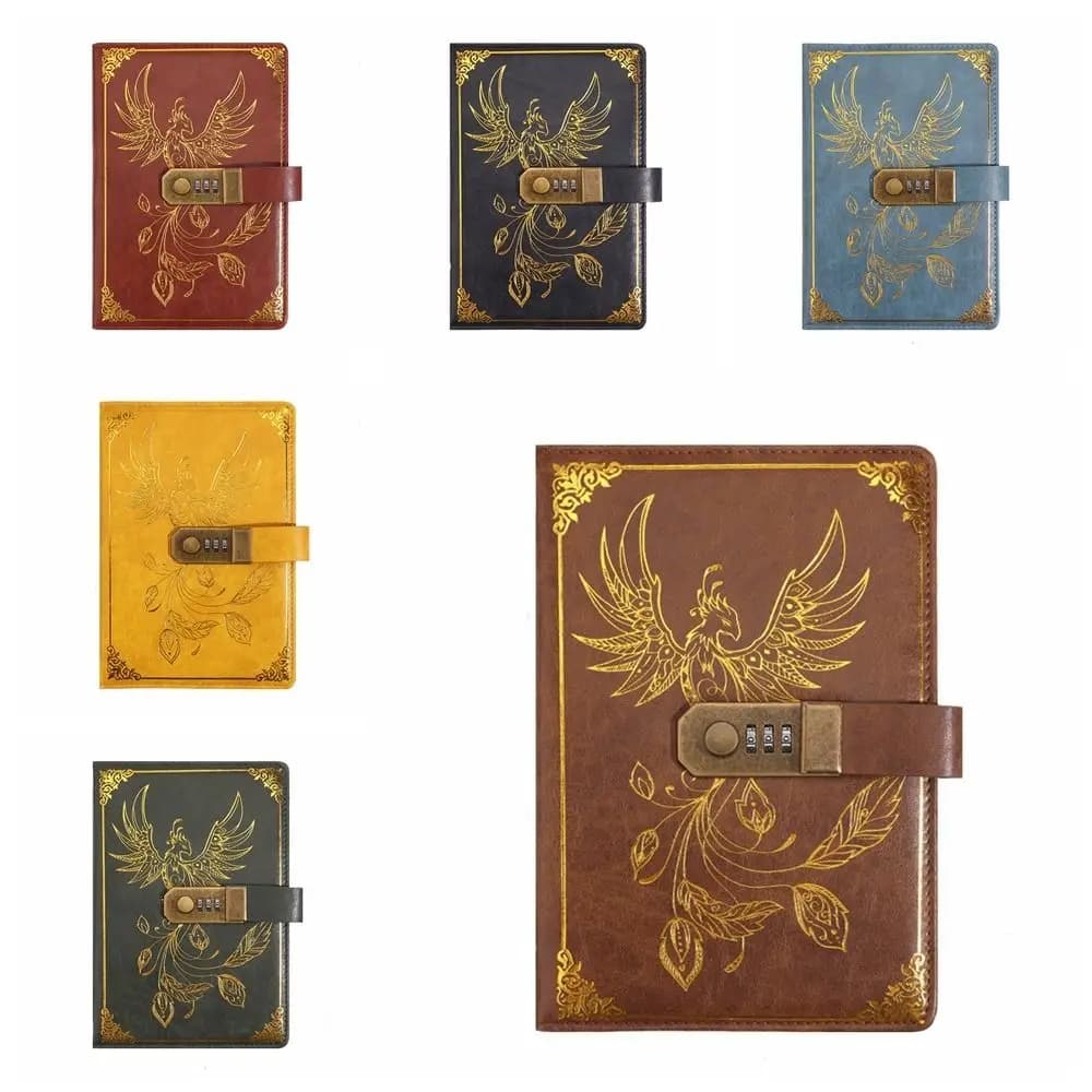 دفتر مذكرات A5 مع قفل بكلمة مرور، 200 صفحة، دفتر يوميات ريترو لحماية الأسرار، مناسب للسفر والطلاب - 4