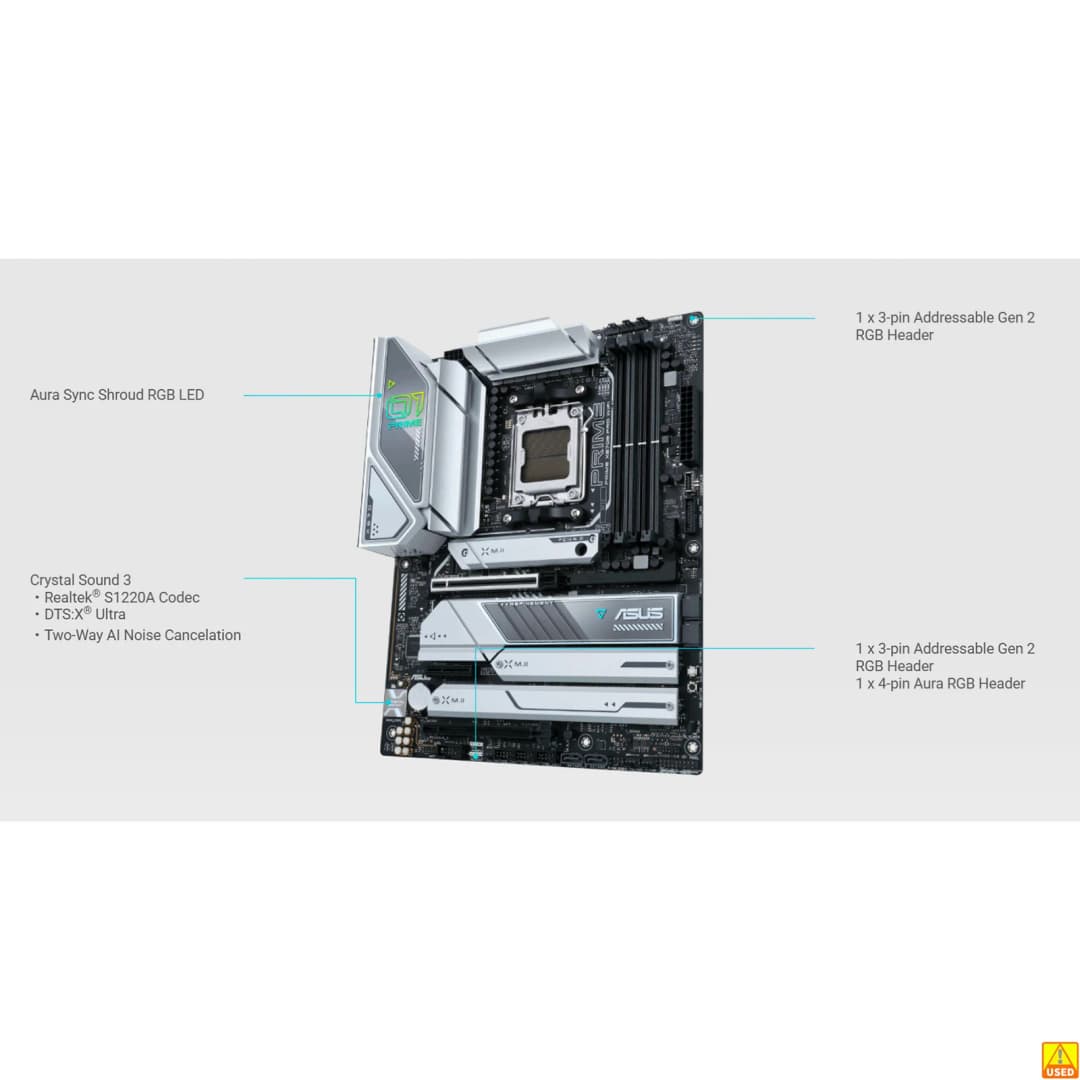 لوحة أم ASUS PRIME X670E-PRO WIFI، مقبس AM5، معالج DDR5، ذاكرة 8000+ (OC)، شريحة X670، لوحة رئيسية ATX - 5
