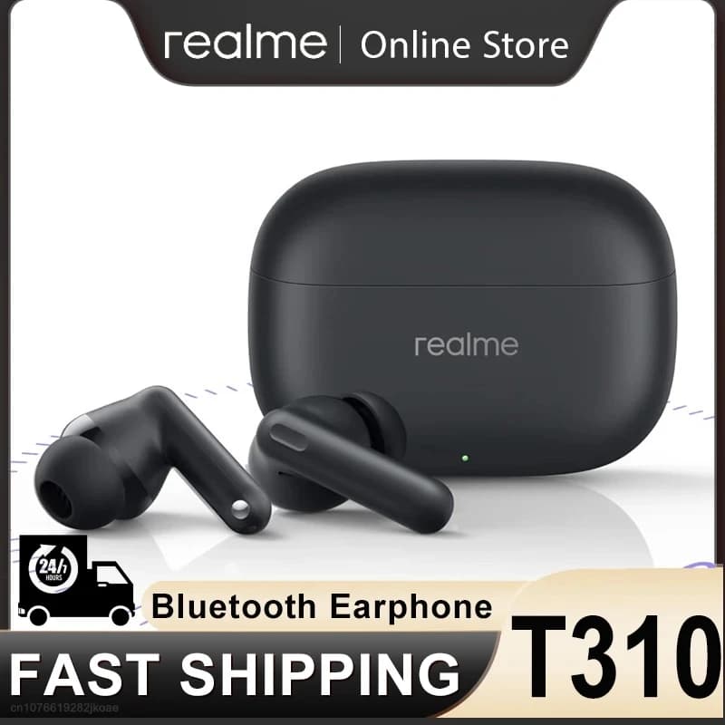 سماعات realme Buds T310 عزل ضوضاء نشط 46dB سماعات بلوتوث 5.4 لاسلكية هاي فاي سماعة ألعاب وموسيقى عمر بطارية طويل