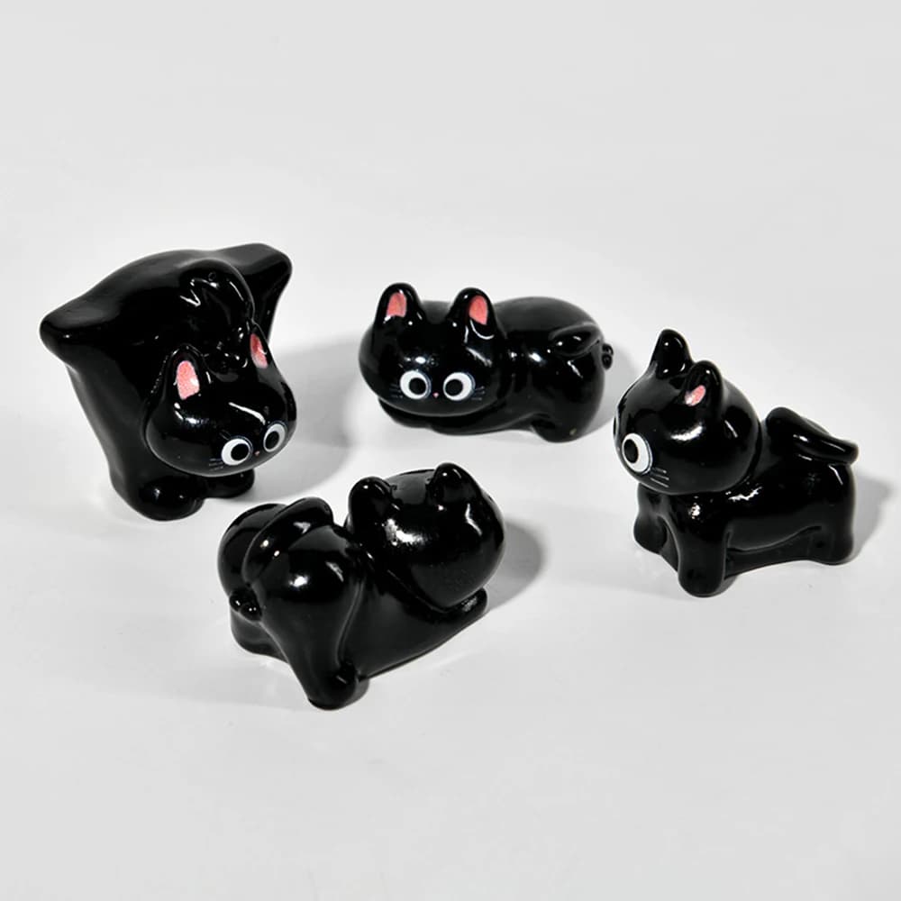 Cartoon Resin Black Cat Figurine Mini Cartoon Animal Ornaments Desktop Decoration Car Mounted Small Figurines Kids Children Toy - 2