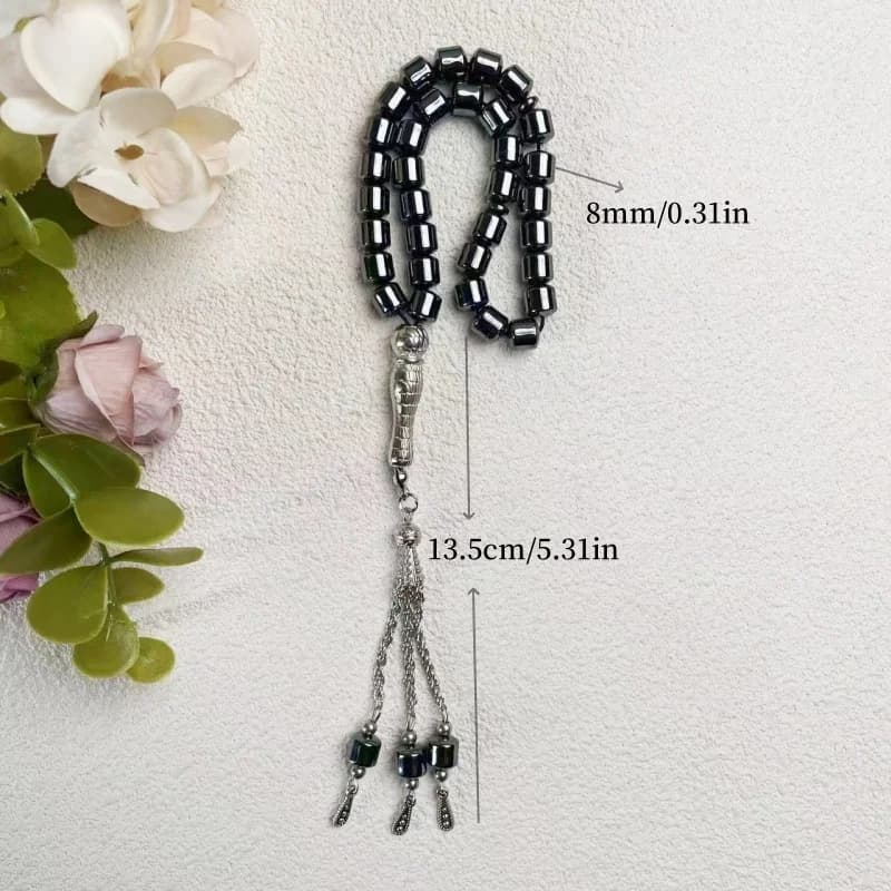 33 8mm black gallstones, medium cylinder, Muslim rosary beads, Hui, Middle East, Arab worship, Hajj prayer - 4