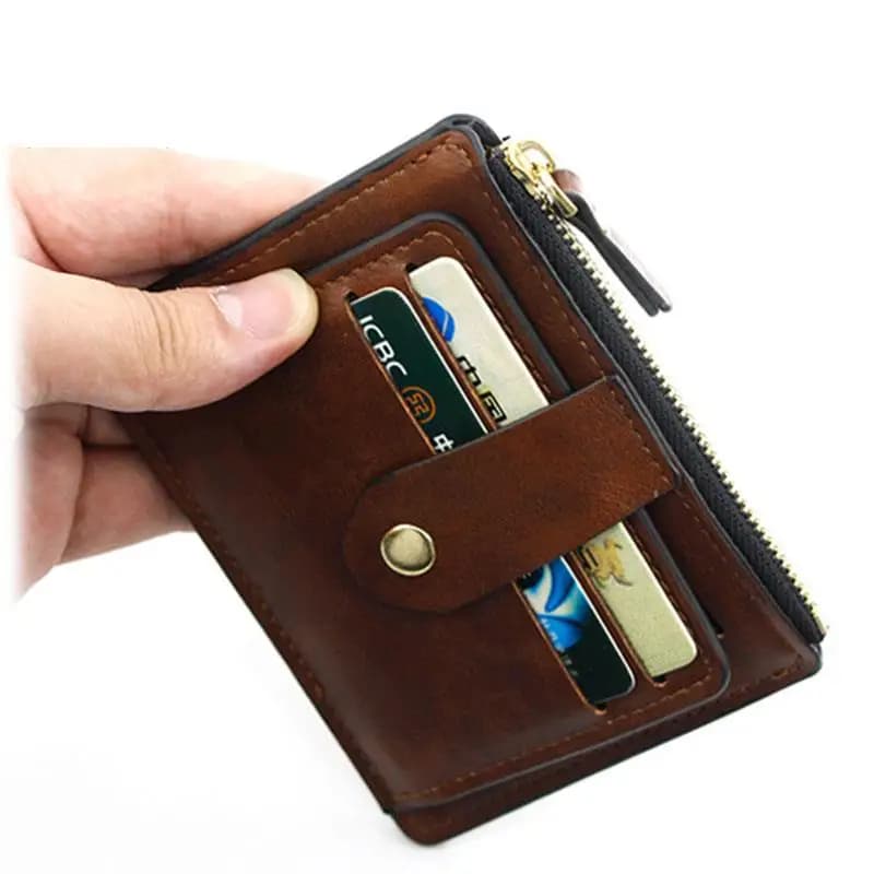Luxury Small Men's Credit ID Card Holder Wallet Male Slim Leather Wallet with Coin Pocket Brand Designer Purse for Men Women - 3