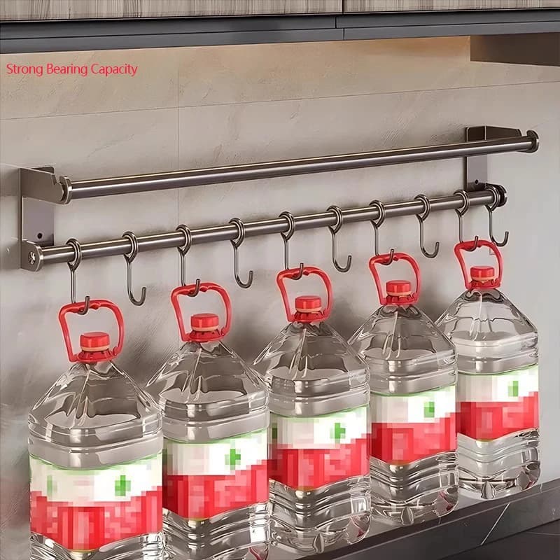 الفولاذ المقاوم للصدأ أواني المطبخ رفوف حامل ملعقة قماش الأطباق رف الجرف جدار المطبخ لفة حامل أفلام متعددة الأغراض السنانير - 5