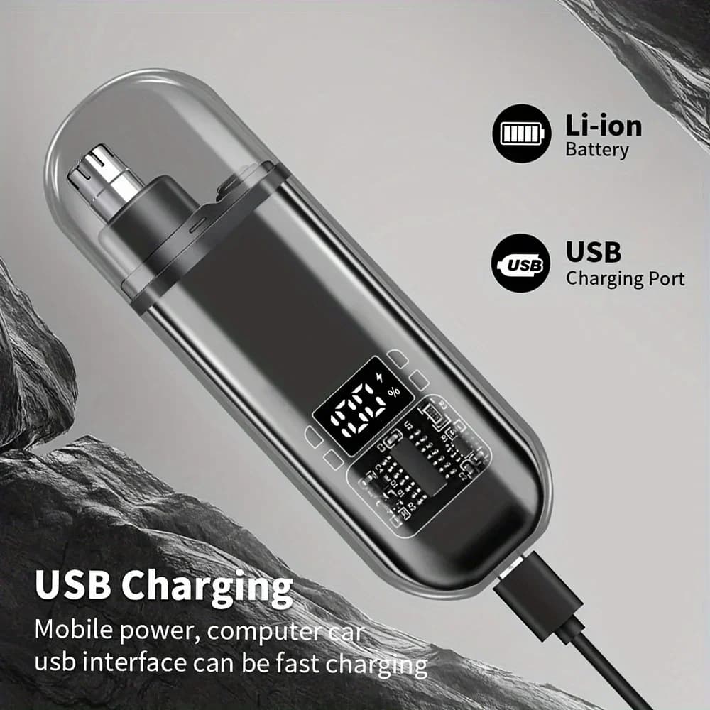 ماكينة تشذيب شعر الأنف والأذن للرجال - قابلة لإعادة الشحن عبر USB C، محمولة مع شحن سريع، مجموعة أدوات عناية مدمجة - 4