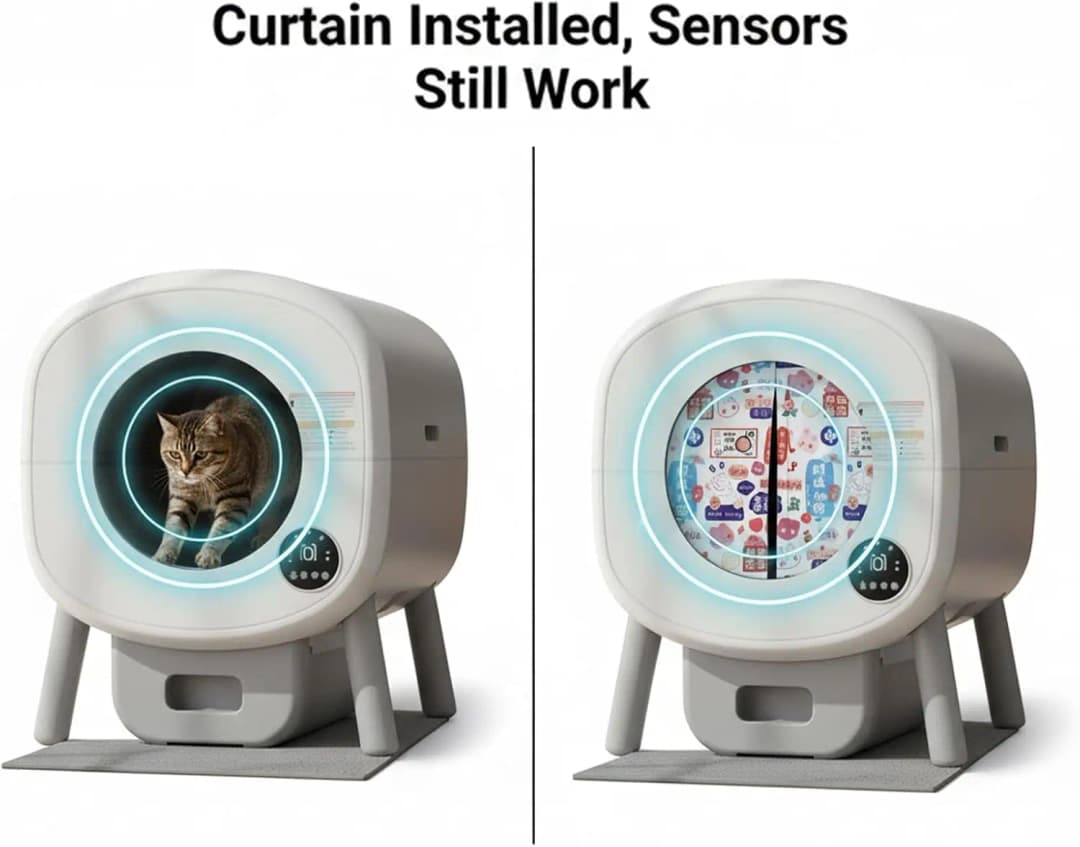 حوض قطط محدث جديد مقاوم للماء ستارة باب مقاومة للروائح والغبار بأسلوب جذب مغناطيسي لـ TONEPIE صندوق فضلات تلقائي ذاتي - 4