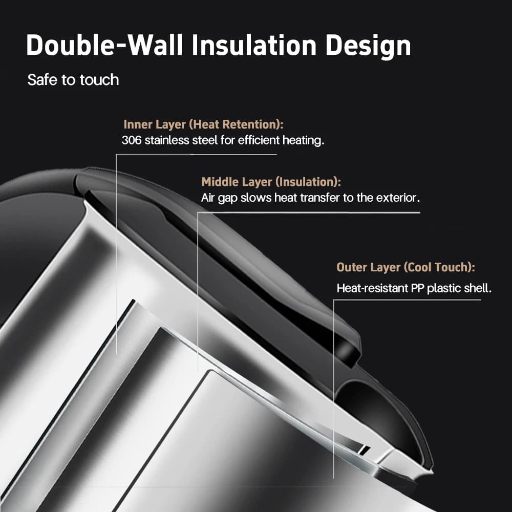 Mini Electric Kettle Tea Coffee Stainless Steel 1000W Portable Travel Water Boiler Pot 0.5L For Hotel Family Trip - 6