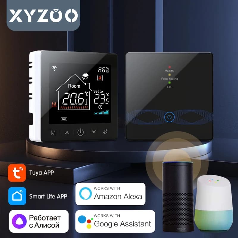 واي فاي تيا ترموستات لاسلكي لغلاية الغاز RF433 تدفئة أرضية جهاز التحكم في درجة حرارة المنزل الذكي والمستقبل أليكسا جوجل أليس