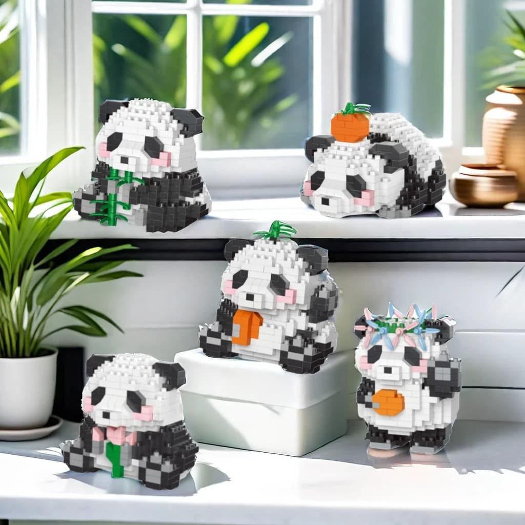 مجموعة مكعبات بناء الباندا الرائعة: ديكور مكتبي مثالي، هدية العيد لعشاق الباندا، متعة للأطفال - 3