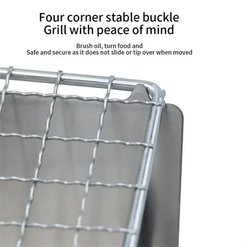 Stainless Steel BBQ Grill Portable Folding Heating Stoves Multifunction Camping Barbecue Grill Rack Net Firewood Stove - 6