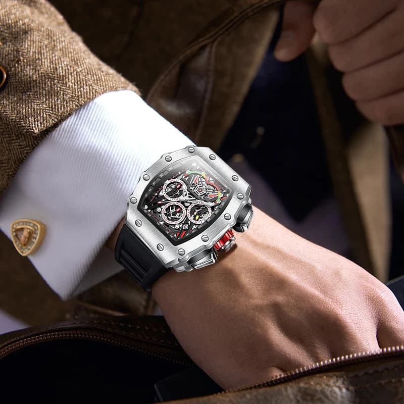 New Luxury Men Watch  ONOLA Fashion Fully Automatic Mechanical Watches Man Unique Design Waterproof Tape Watch Wristwatch - 5