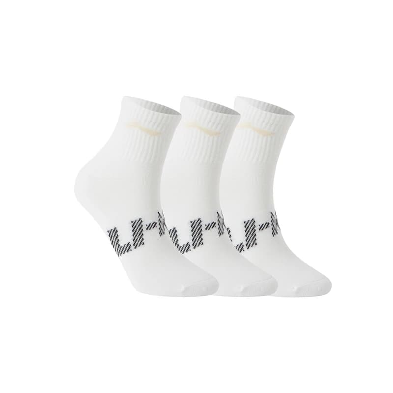 لي-نينغ للجنسين 3 أزواج جوارب رياضية للرجال والنساء مقاس 24-28 سم بحروف لي-نينغ جوارب رياضية قابلة للتنفس AWTV005 - 5