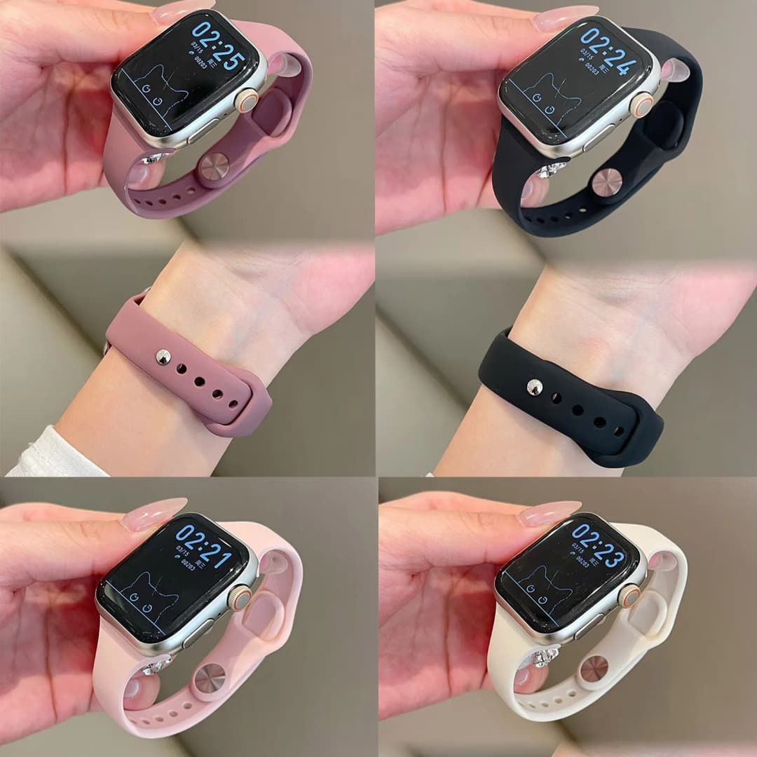 حزام سيليكون رفيع عصري لساعة أبل 46mm 40mm 41mm 42mm 38mm 44mm، سوار نسائي لسلسلة ساعات أبل 11 10 9 8 7 5 6 SE3 - 2