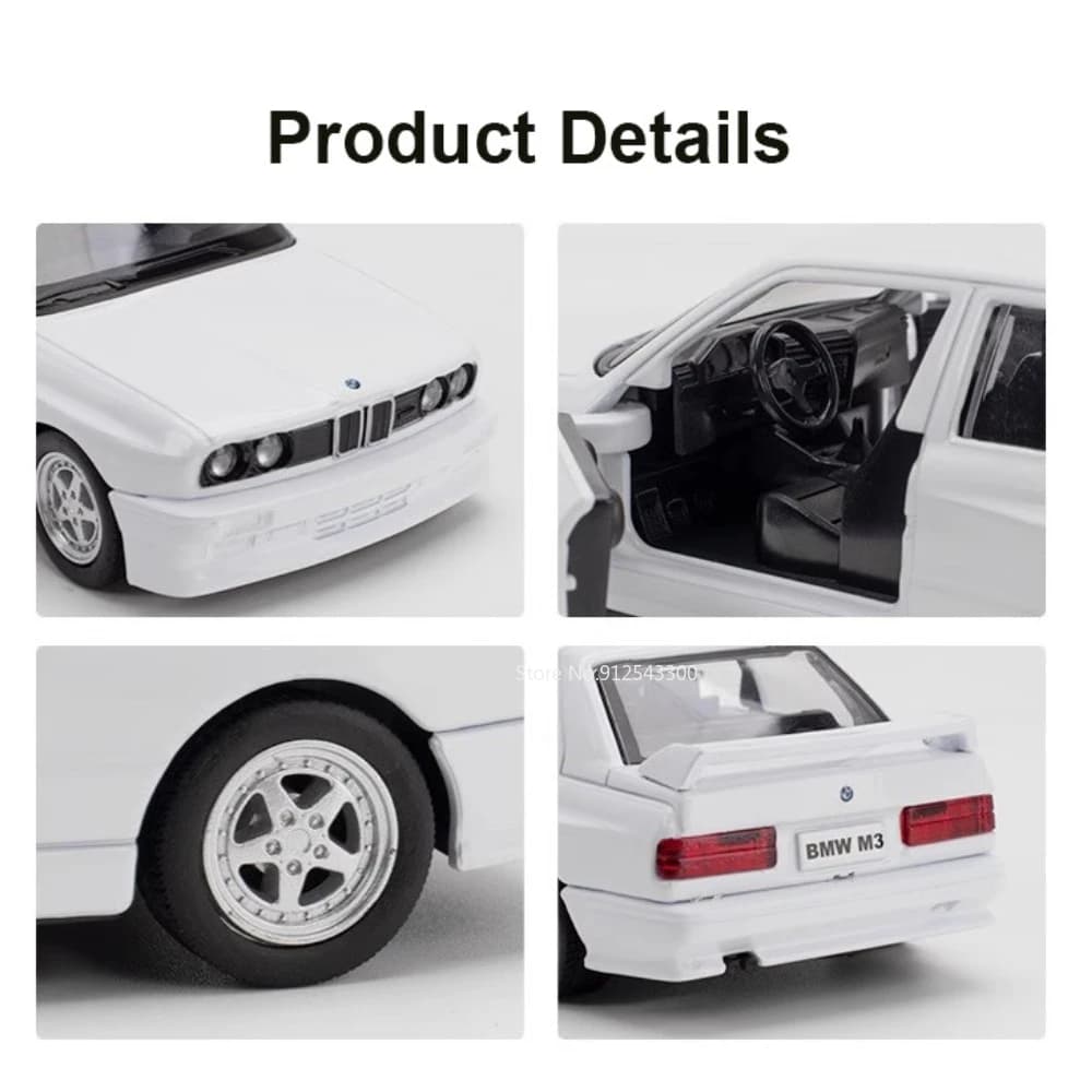 نموذج سيارة BMW M3 1987 مقاس 1/36 من السبائك مركبات لعبة معدنية داخلية فاخرة أصلية سيارة سحب للخلف ببابين مفتوحين هدية للأطفال - 3