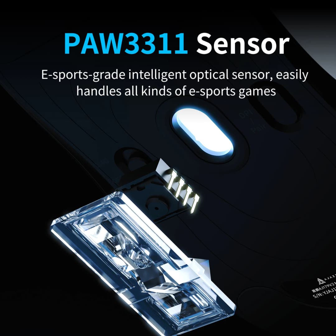 ماوس ألعاب لاسلكي AJAZZ AJ179 v2 MAX، معدل استطلاع 1K، تصميم خفيف الوزن، مستشعر PAW3311 مريح - 5