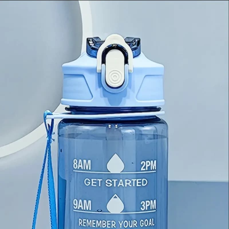 800 مللي/27 أوقية سعة كبيرة زجاجة مياه رياضية مانعة للتسرب كوب شرب بلاستيكي مع مقياس زمني مناسبة للسفر واللياقة البدنية والرياضة - 4