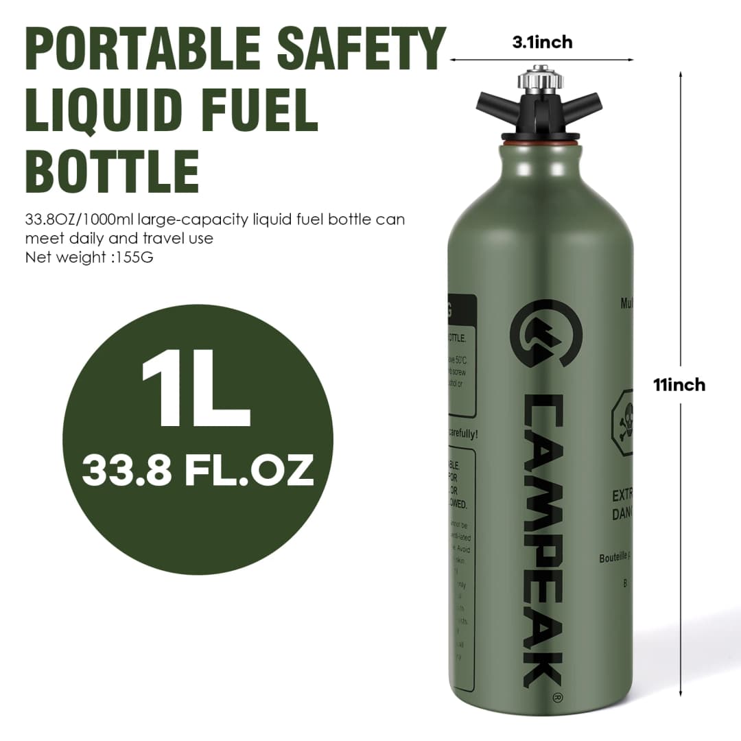 CAMPEAK liquid Fuel Bottle 0.5L/1L Water Bucket for Outdoor Camping with Safety Valve - 4
