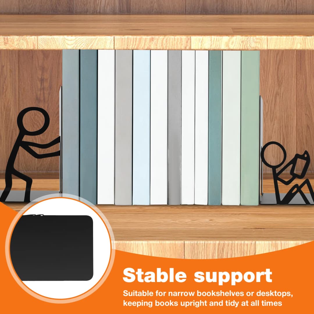 2 قطعة حامل كتب مكتبي معدني، رف تخزين كتب مزخرف، منظم وثائق غير قابل للانزلاق، حامل كتب ثابت - 4