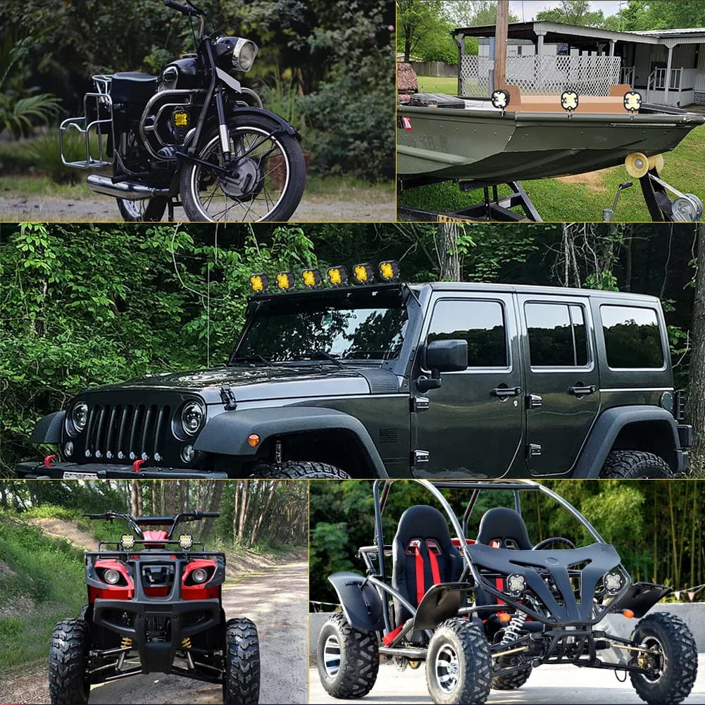 شريط إضاءة عمل LED 3 بوصة 12V كشافات 4x4 إكسسوارات طرق وعرة مصابيح LED أمامية مصباح ضباب للدراجات النارية الجيب الشاحنات ATV - 6