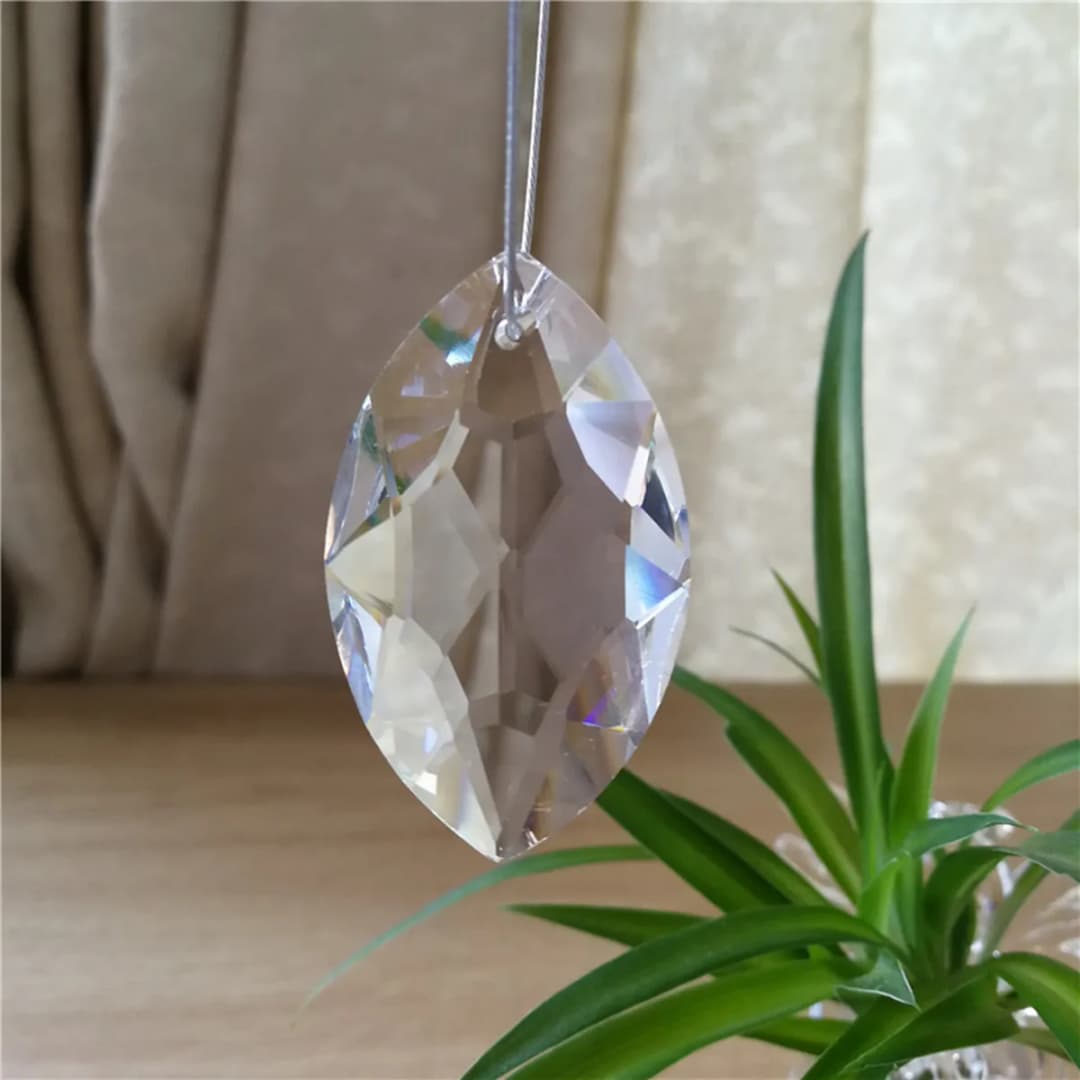 1pc Clear Crystal Horse Eyes Hanging Pendants Glass Refraction Prism Sun Catcher Chandelier Parts for Curtain Wedding Decoration - 5