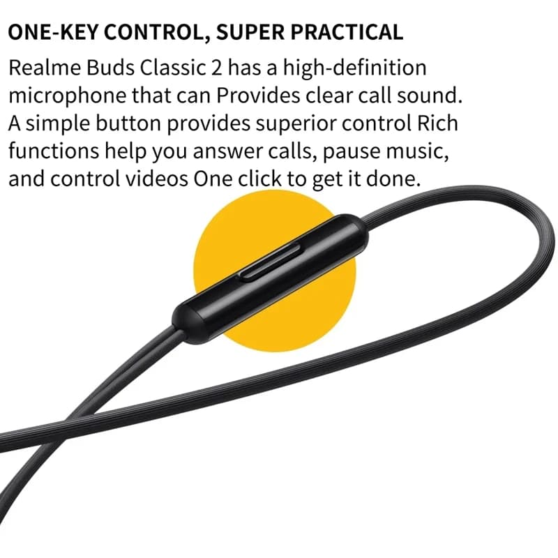 Realme Buds Classic Type-C RMA2005 Wired Earphone Semi-in-Ear Headset Computer Laptop Mobile Phone Universal HD Mic Call Earbuds - 5