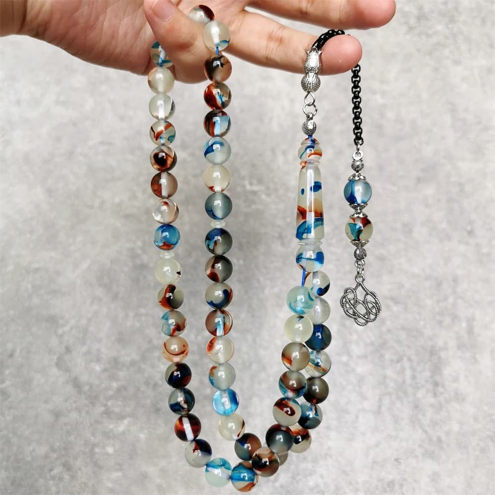 Arabic Misbaha 10MM 51 beads High quality resin glow in dark rosary bead muslim gifts kehribar islamic jewelry Eid Mubarak - 4