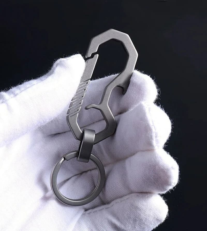 حقيقي التيتانيوم الفاخرة مفتاح سلسلة الرجال سيارة المفاتيح خفيفة الوزن للغاية EDC مجوهرات حلقة رئيسية حامل مشبك أفضل الهدايا اكسسوارات السيارات - 3