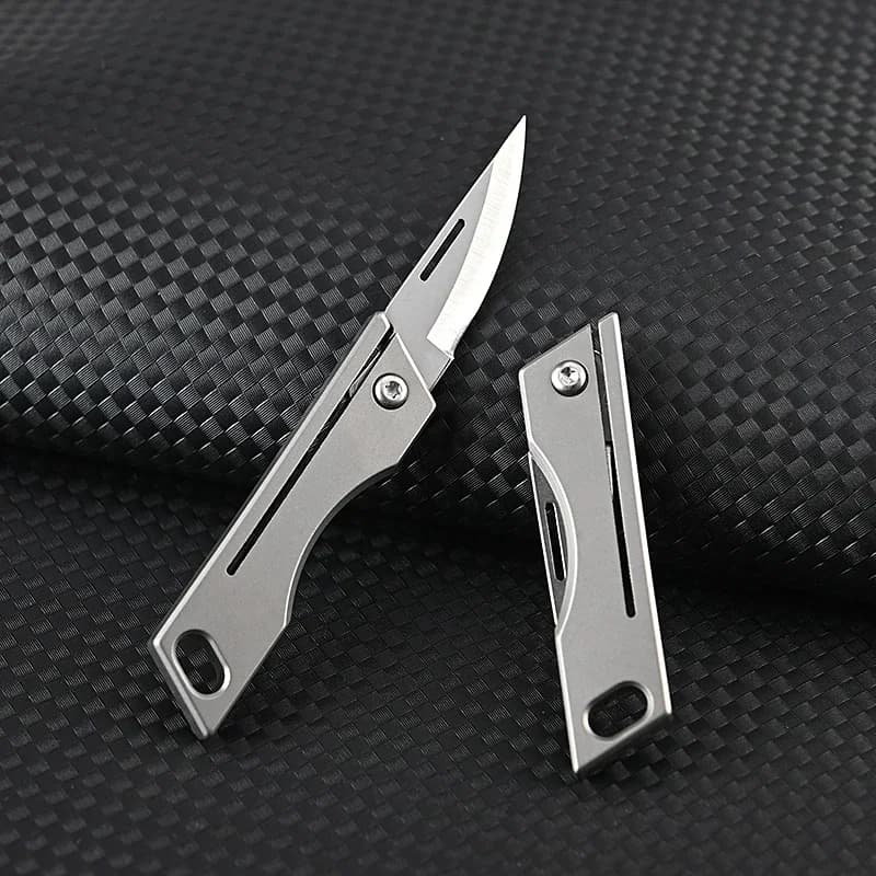Mini Titanium Alloy Folding Knife Outdoor Camping Portable Keychain Open Box Pocket Knife Gift EDC Tool - 4