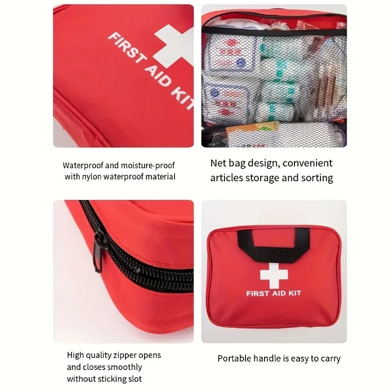 184pcs First Aid Kit, Multi-purpose Emergency Medical Supplies Portable Medical Bag, For Outdoor Hiking, Camping And More - 3
