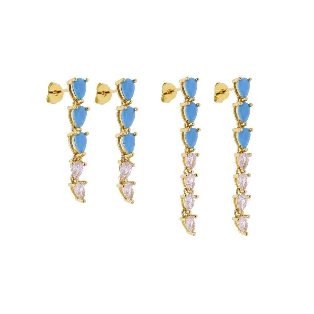 عالية الجودة هندسية الفيروز تشيكوسلوفاكيا معبد القرط هوب قسط الأزرق قطرة استرخى أقراط للنساء مجوهرات الزفاف الفاخرة الفتيات - 3