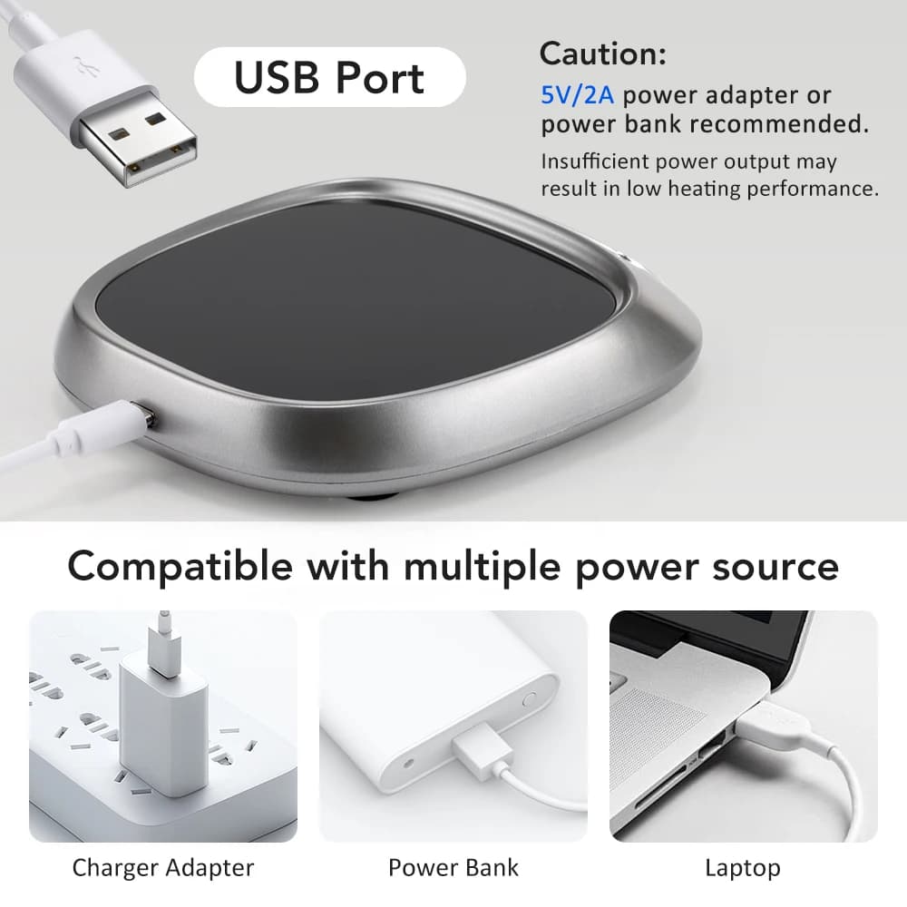 مدفأة أكواب قهوة مع حصيرة تسخين كهربائية - لوحة تسخين بحرارة ثابتة - 6