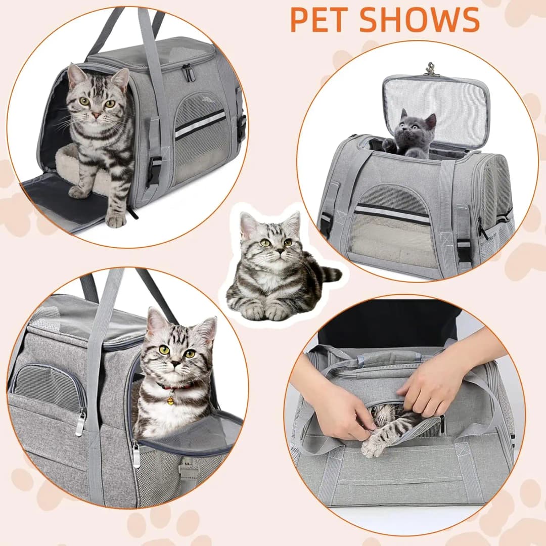 Pet Carrier Bag Airline Approved Up for Cats and Dogs Up to 20LBs, Soft Cat Carrier Dog Carrier Travel Kitten Carrier with Mat - 5