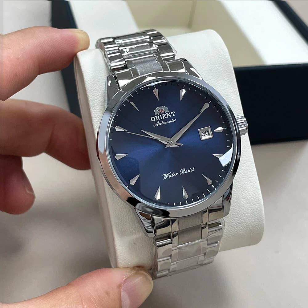 ساعة يد رجالية أوتوماتيكية من أورينت، ميناء أسود، حزام ستانلس ستيل، مقاومة للماء، كلاسيكية للأعمال مع عرض التاريخ - 3