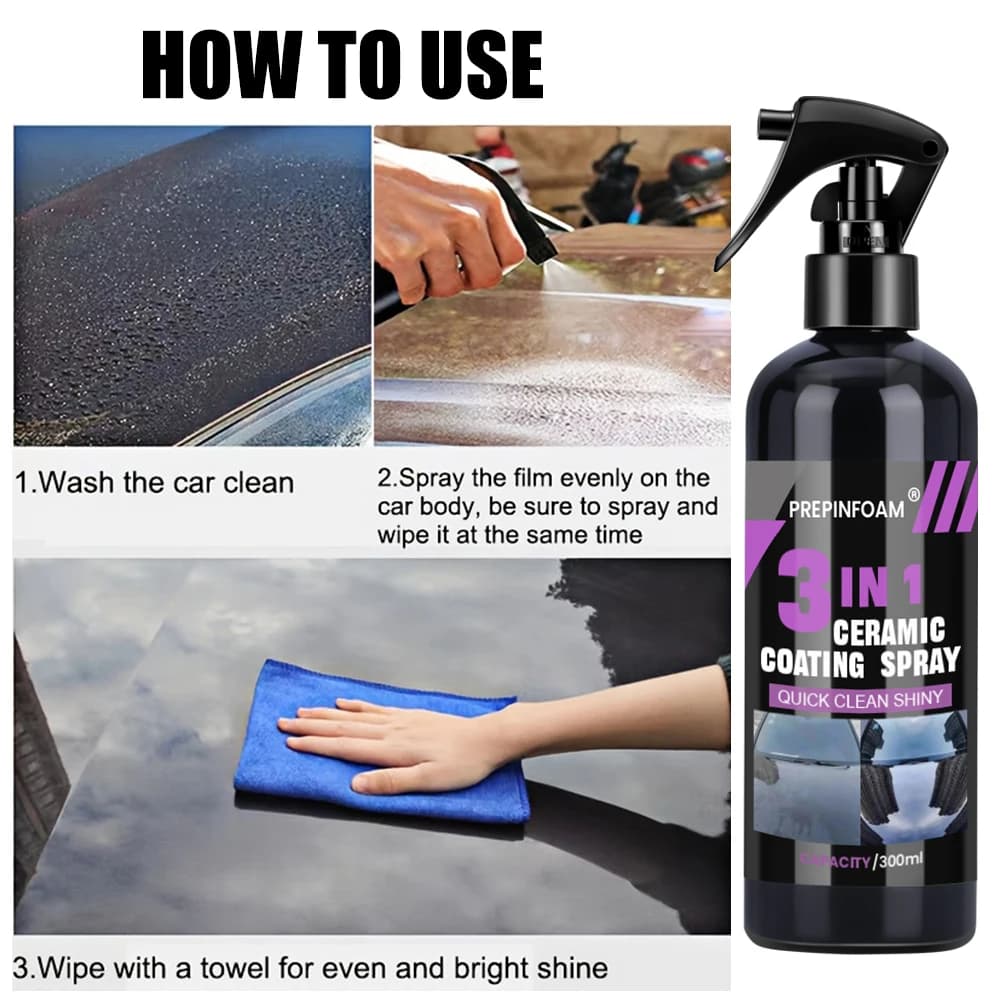 3 in 1 Car Ceramic Liquid Coating Spray Nano Crystal Hydrophobic Layer Polishing Agent High Gloss Paint Protection Wax Car Care - 4