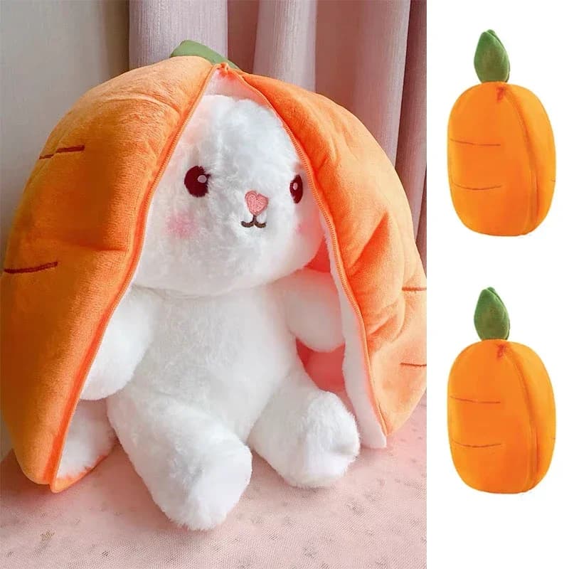 25cm Cute Strawberry Carrot Rabbit Plush Toy Stuffed Creative Into Fruit Transform Baby Cuddly Bunny Doll for Kid Birthday Gift - 2