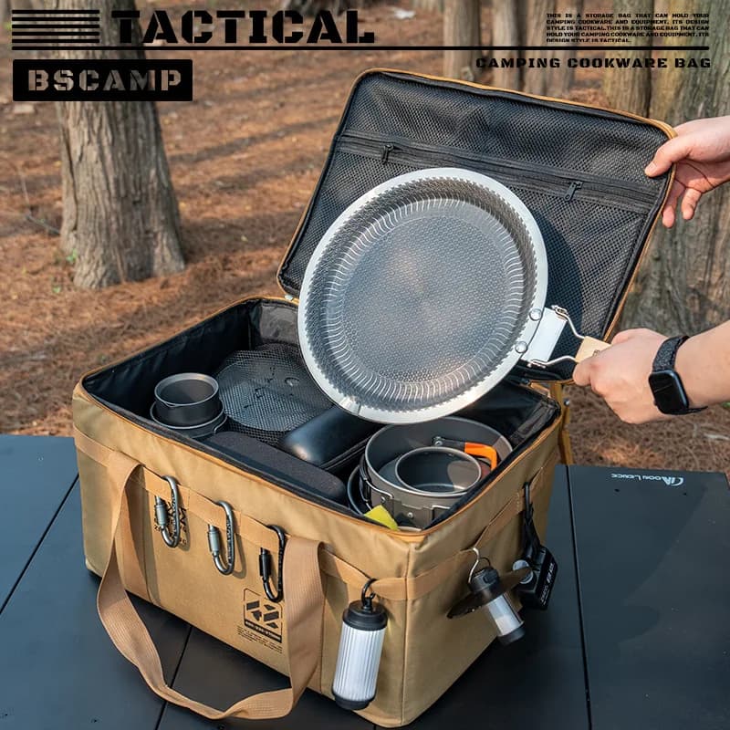 Multifunctional Camping Cookware Storage Bag Tactical Design Large Capacity Anti-Collision Gas Tank Carry Bag for Outdoor Picnic