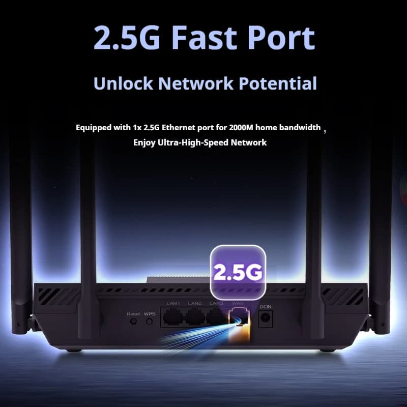 راوتر ASUS RT-BE57 TUF Gaming WiFi7 بمنفذ 2.5G وتسريع لاسلكي للألعاب ومتوافق مع AiMesh وBE3600 وراوتر واي فاي 7 و5G - 3