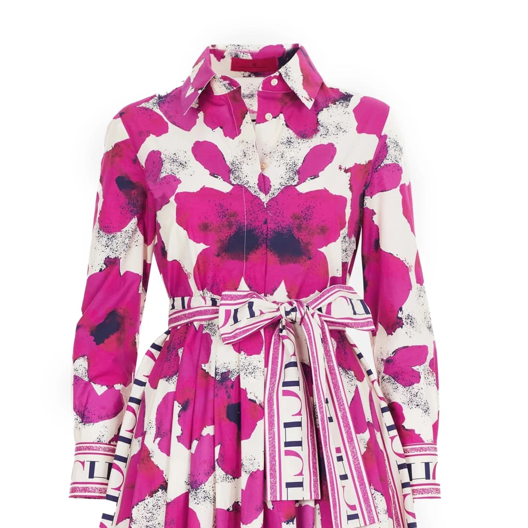 فستان نسائي من CHCH جديد قميص بأكمام طويلة تنورة طويلة مطبوعة بالزهور فستان حفلات - 5