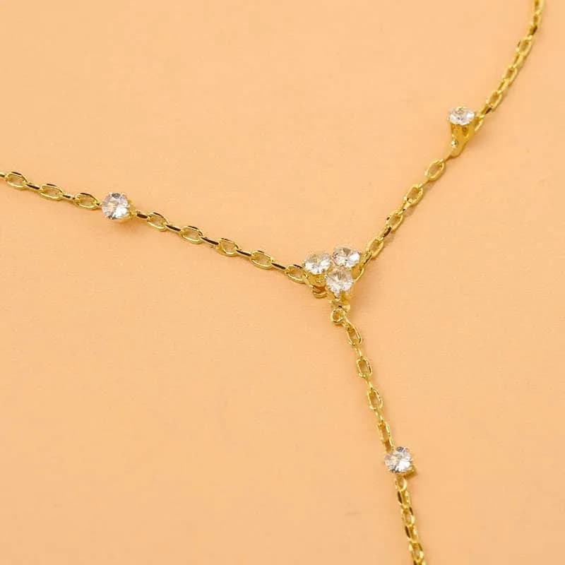 Luxury Metal Crystal Chain Finger Bracelet for Women Simple Gold Color Zircon Geometric Hand Chain Bracelet Wedding Jewelry Gift - 5