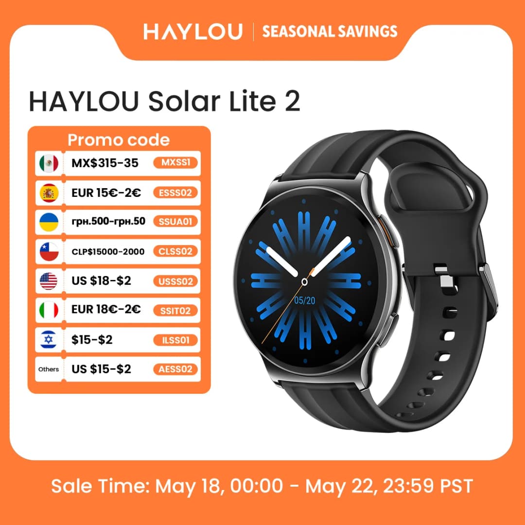 HAYLOU Solar Lite 2 Smartwatch 1.43'' AMOLED Display 24h Health Monitoring 150+ Sports Modes Voice Calling Smart Watch 1ATM